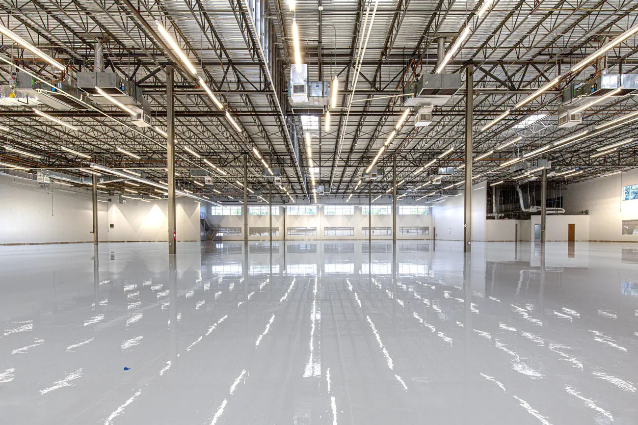 An empty warehouse floor