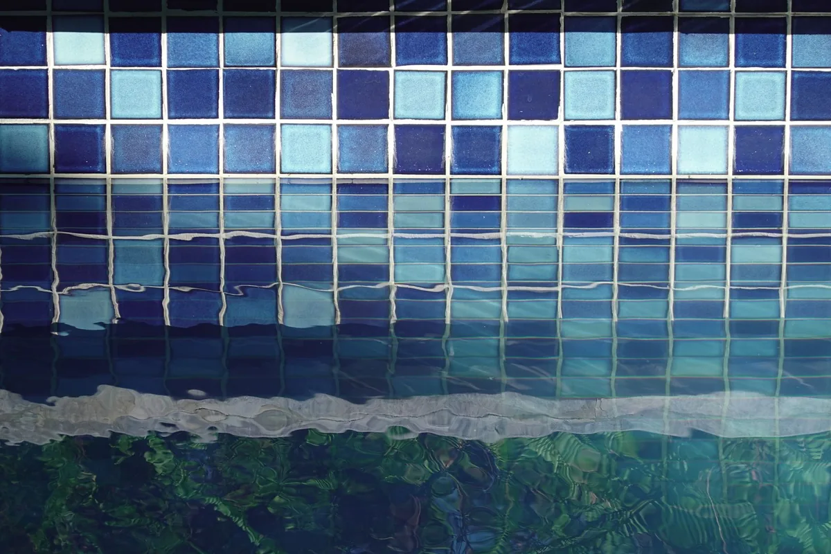 Waterline tiles on a residential pool