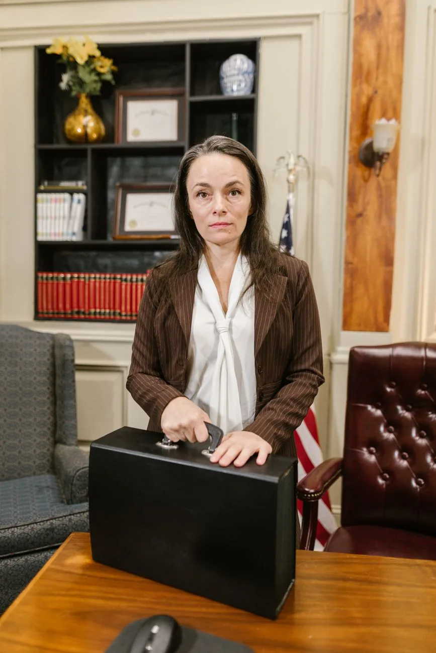 A notary working at a desk in an office