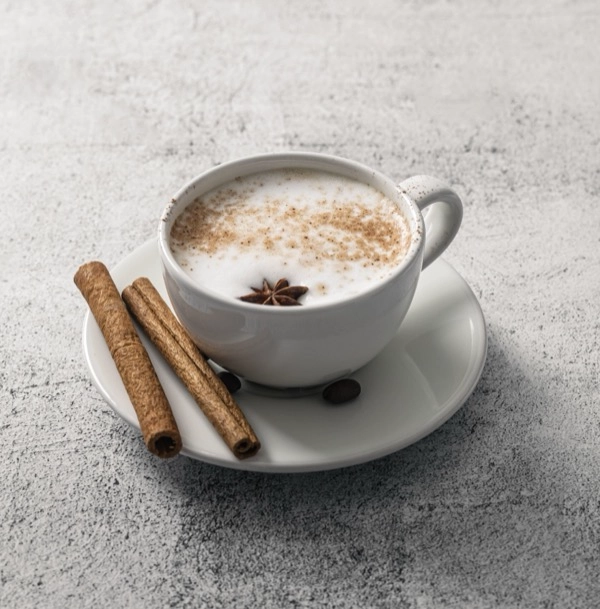 Chai latte with spiced foam