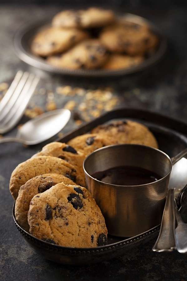 Chocolate chip cookies on a tray