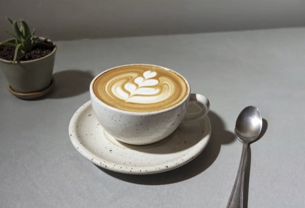 Latte with rosetta art