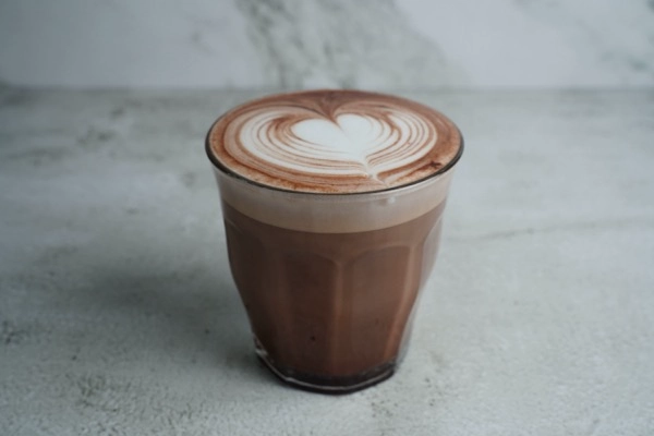 Mocha with heart latte art