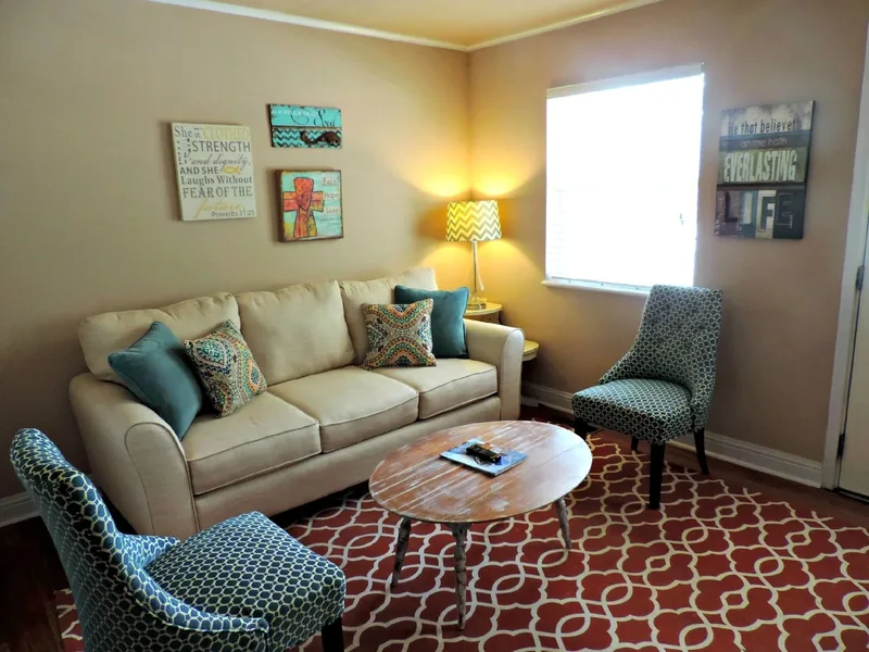 A warm living room after restoration