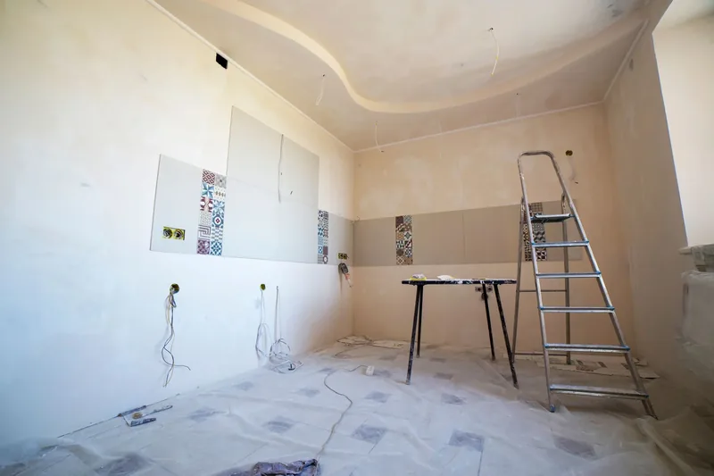 A room stripped back to the studs
