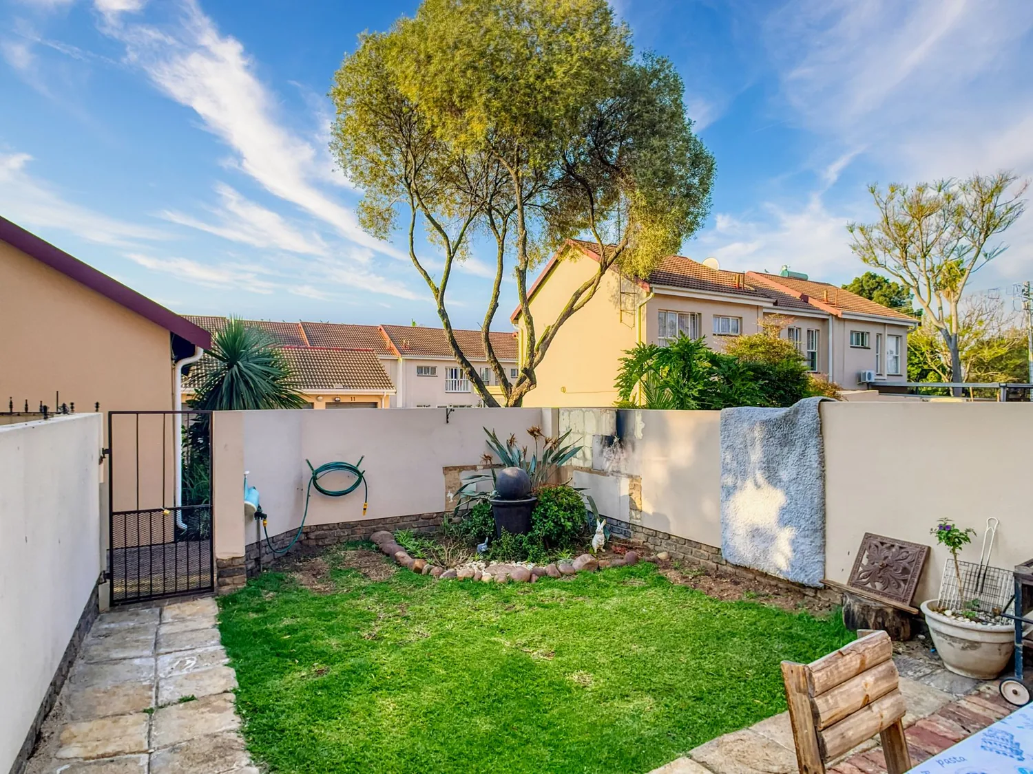 A small back lawn cut and edged
