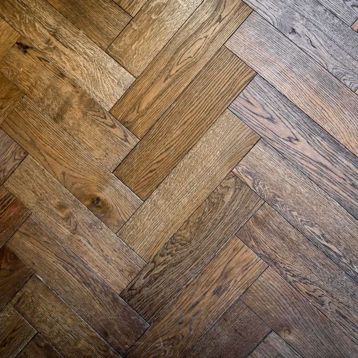 A smoked oak herringbone sample