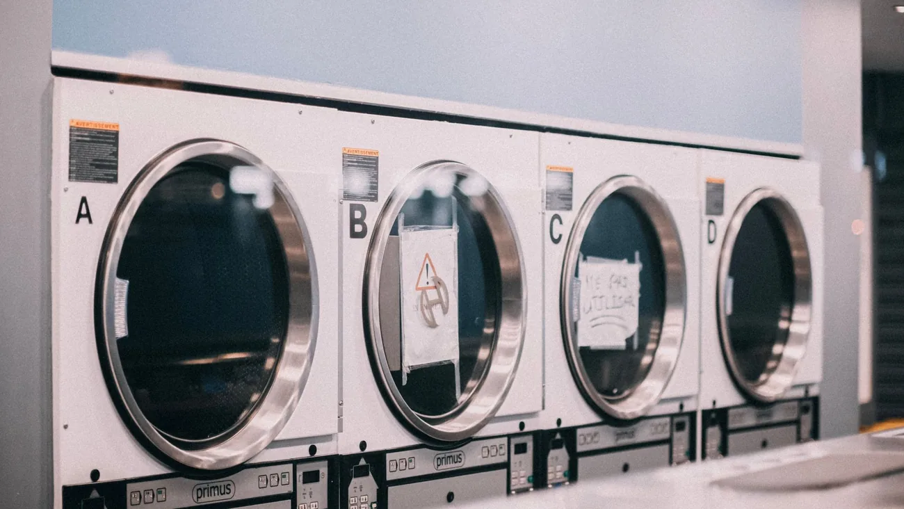 A bank of large capacity washers