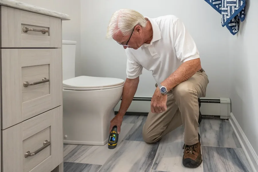 A final check of a finished bathroom