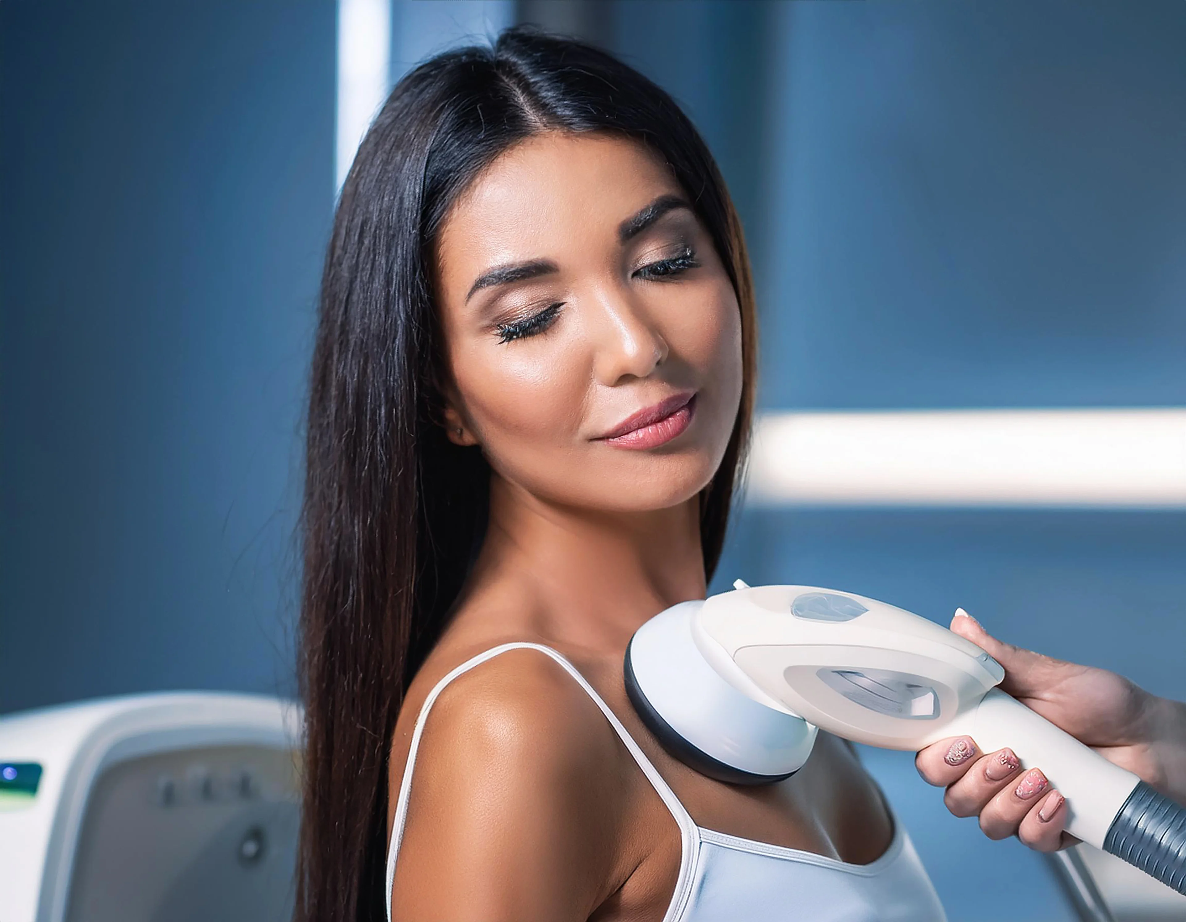 Laser resurfacing treatment in progress