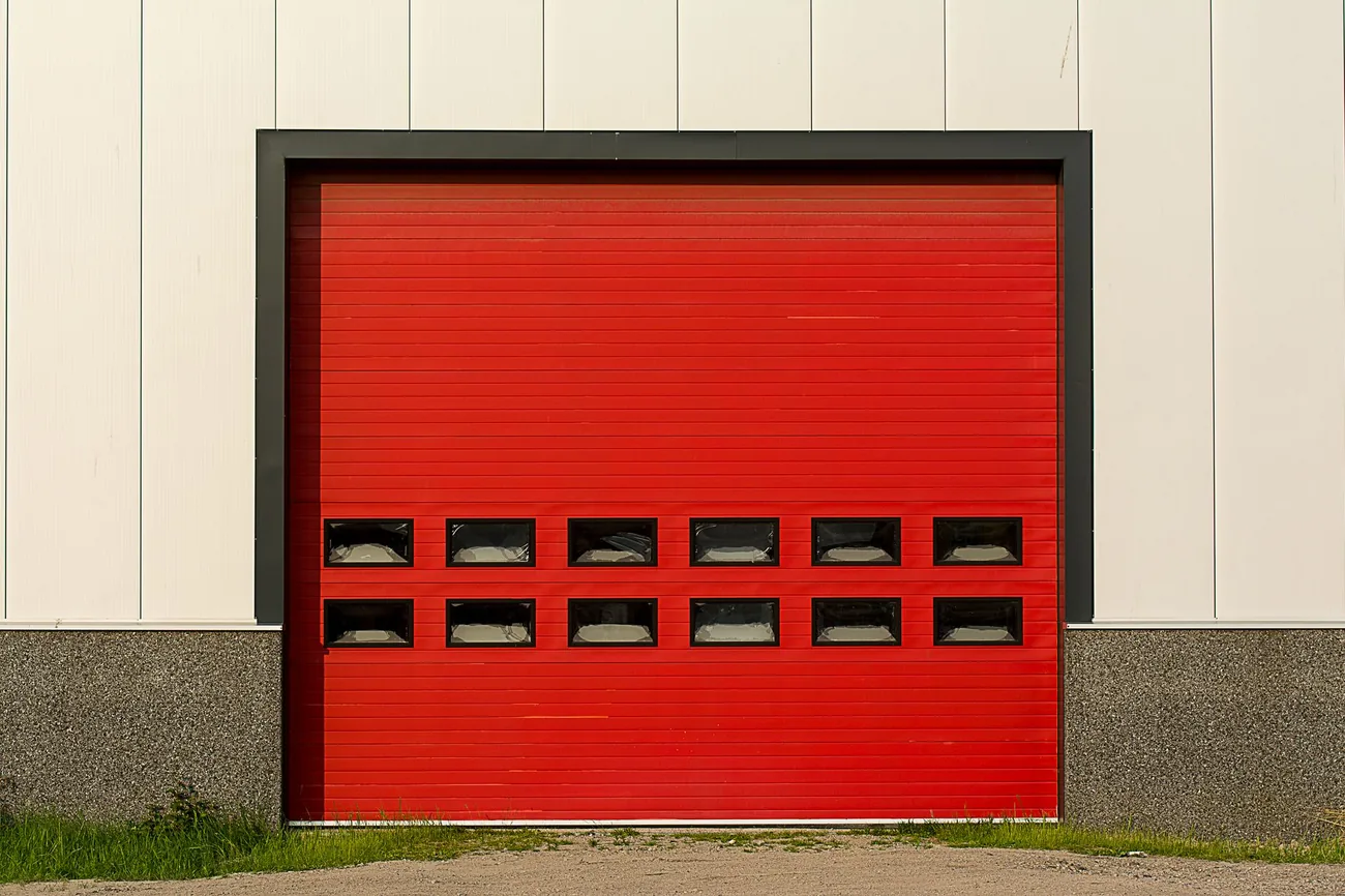 A roller door on a drive up unit