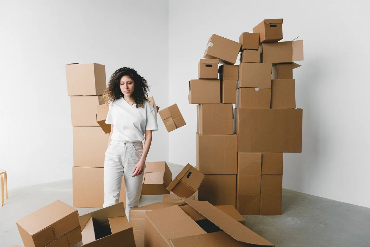 A customer moving boxes into a unit